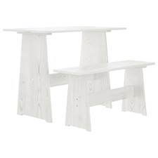 Dining Table with Bench White Solid Pinewood 100x60x73 cm Indoor Outdoor Rustic