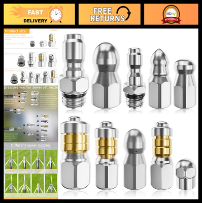 #ad 10 Piece Jetter Nozzle Kit Rotating Drain Cleaning Tips for Pressure Washer 5 $108.99