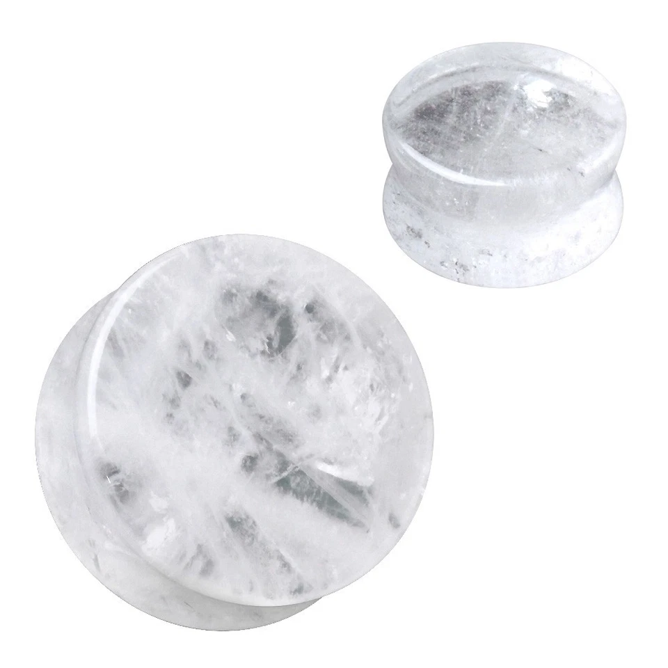 PAR de plugue de selim de quartzo natural transparente - Imagem 2 de 3