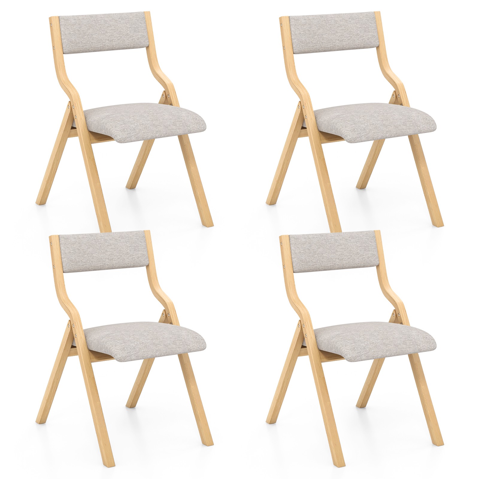 Wooden Upholstered Modern Linen Fabric Padded Seat