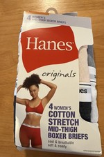 Hanes Originals Women's 4 Pack Mid-Thigh Boxer Briefs Size 7/L NWT