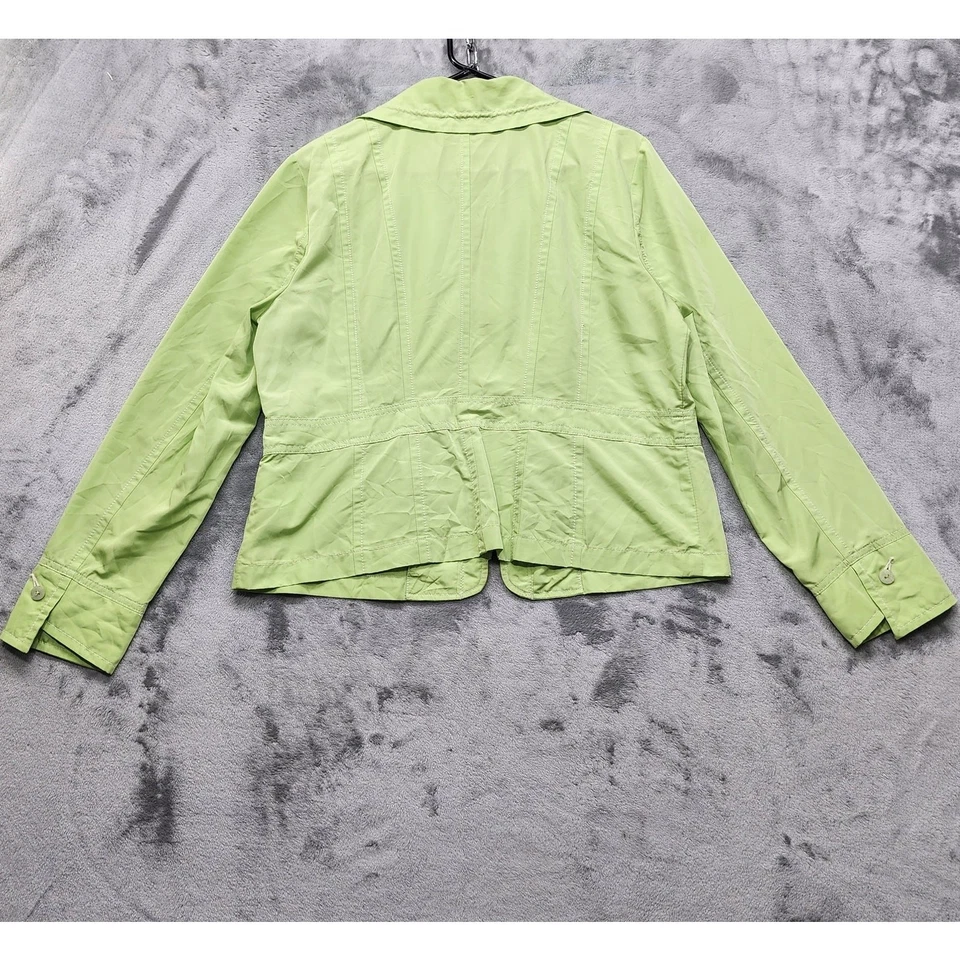 Chaqueta Tribal Mujer 14 Verde Pistacho Cremallera Completa Abrigo de Lluvia Ligero Preppy Foto 2 de 4