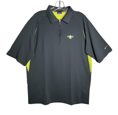 Vintage Y2K Nike Golf Sphere React Polo Shirt Mens M Gray Yellow 1/4 Zip FitDry