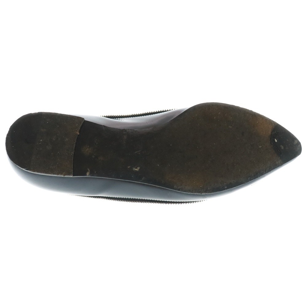 Louis Vuitton Pointed Toe Logo Ribbon Decoration Leather Flat Pumps Black Br0125 thumbnail 2