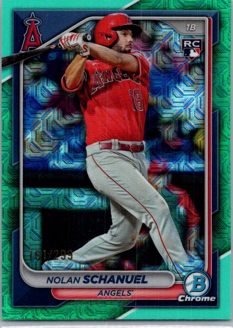 2024 Bowman Chrome Nolan Schanuel Aqua Mojo Refractor /299 Angels #47