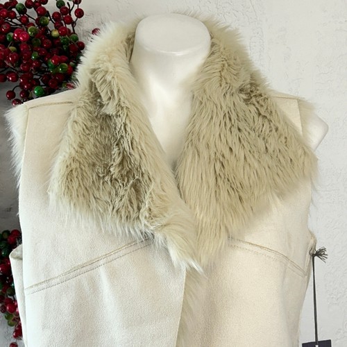 Jennifer Lopez Faux suede faux fur Vest size Large NWT - Picture 3 of 7