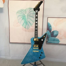 Pinkish Blue Silver Explor Electric Guitar Mahogany Body&Neck 6String HH Pickup