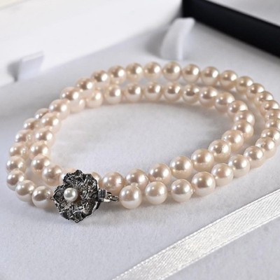 Akoya Perlenkette Silber echte Perle 7 mm aus Japan