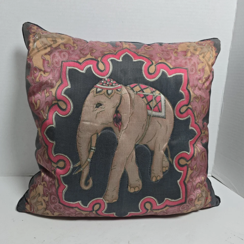 Jim Thompson Vintage Pillow Thai Elephant Silk Case w/ Original Insert 15" VTG - Image 3 of 4