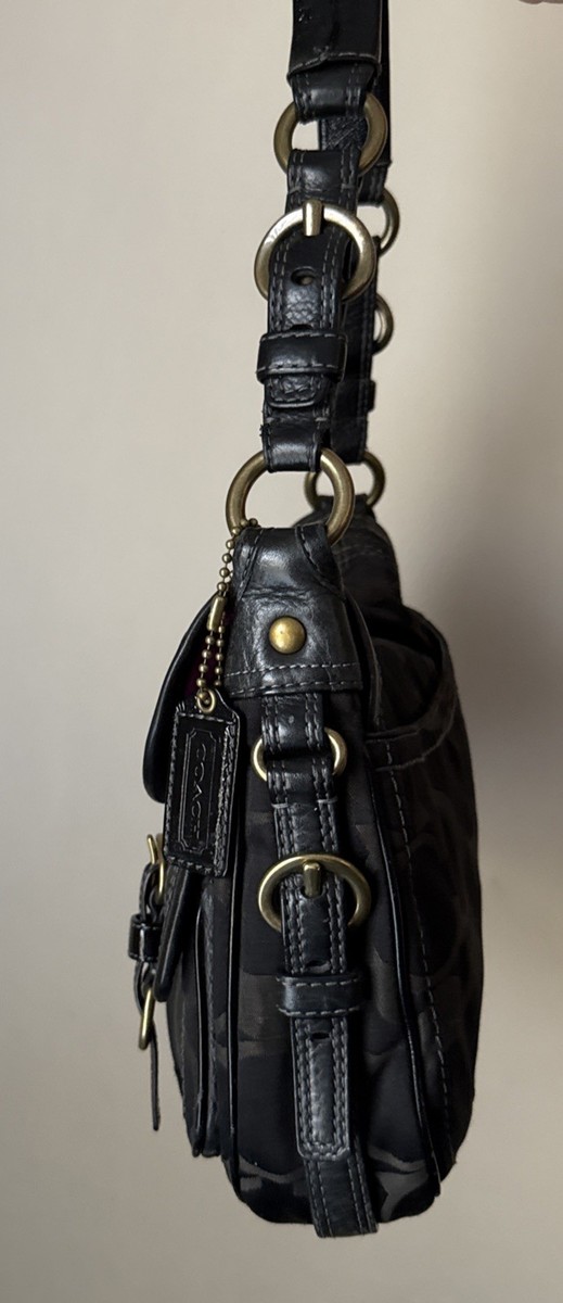 Coach Legacy Hobo Signature Black Garcia Satchel Shoulder Bag Y2K