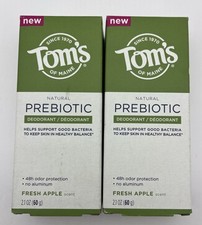 TOM S OF MAINE NATURAL PREBIOTIC DEODORANT Fresh Apple 2.1oz/60g 2 Pack