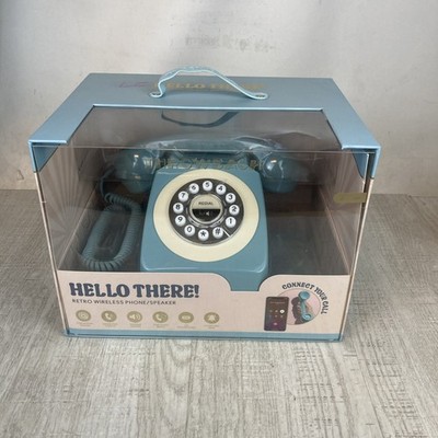 Hello There! Retro Wireless Phone and Bluetooth Speaker Throwback Blue