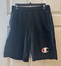 Men  s Black Champion Fleece Shorts. Size - Large. Good Condition 