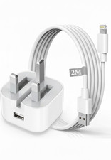 UK Plug USB Charger + 2m Light-ing Cable Fast Charging iPhone iPad Wall Adapter