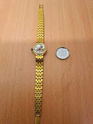 Anka mit Echte Gold,Armbanduhr mechanical Uhr Handaufzug gold Metallarmband weiß