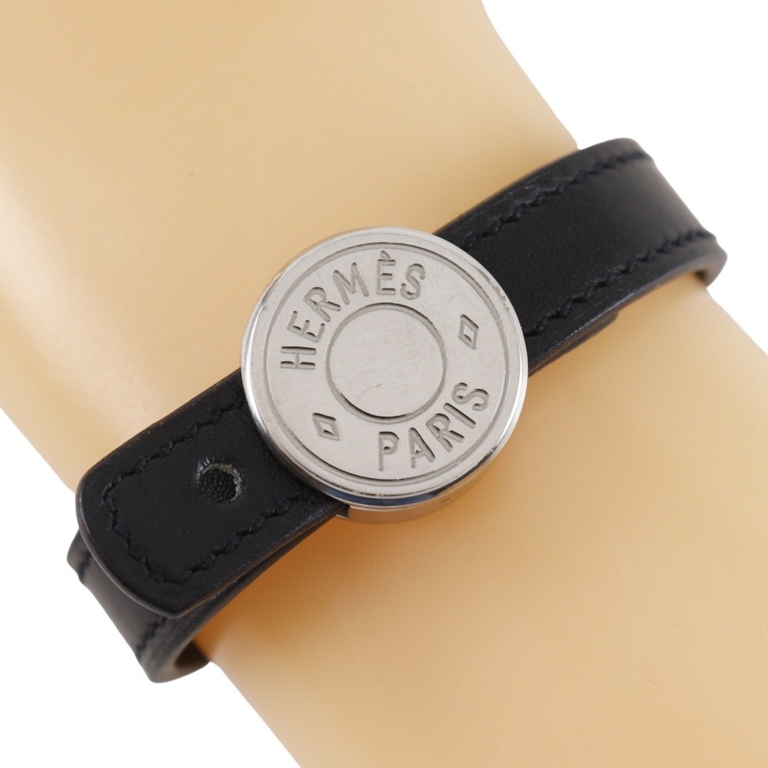 Hermes Serie Looping Leather Bracelet in Black and Orange for Women 15.1G