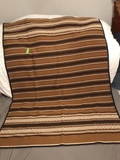 Vintage Hand Loomed Wool Blanket Or Rug, Flat Weave Reversible 80x60