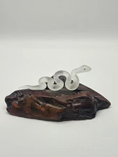 Glass Snake On Wood Art Sculpture Frosted Dotted Drift Milon Townsend Style