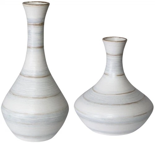 Uttermost 17964 Potter Set of (2) Handcrafted Ceramic Fluted - Blue - Picture 1 of 3