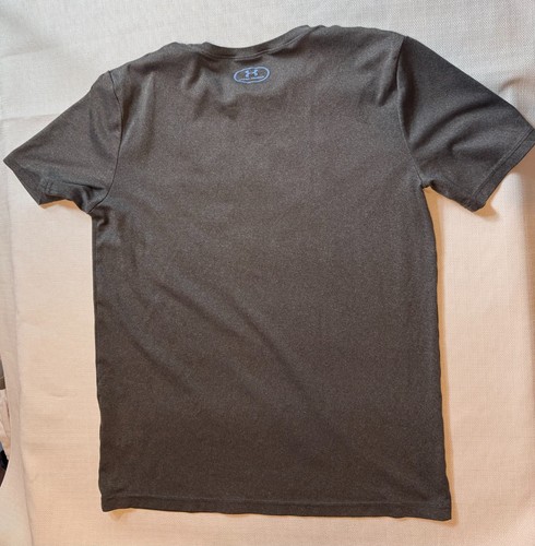 Under Armour UA Heatgear Boys Gray T-Shirt Blue Logo Baseball ⚾️ Plate XL Loose - Picture 3 of 5