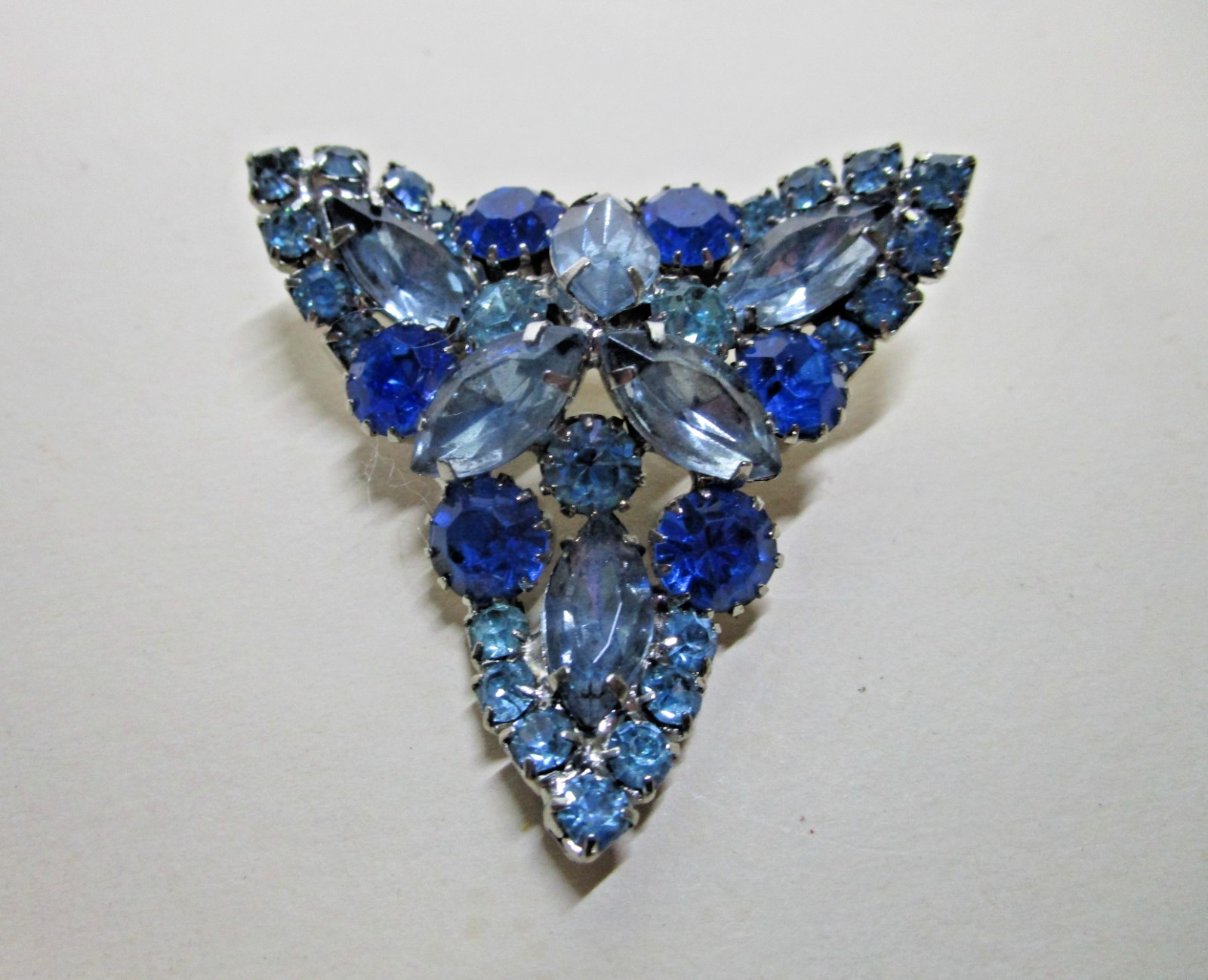 Dazzling Blue Rhinestone Triangular Brooch & Earr… - image 2