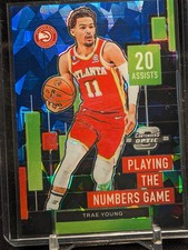 2022-23 Panini Contenders Optic Trae Young Playing The Numbers Game Blue Cracked
