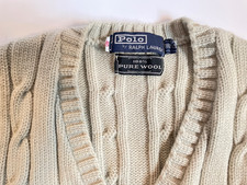 POLO RALPH LAUREN VINTAGE WOOL MENS VEST CABLEKNIT SIZE 40