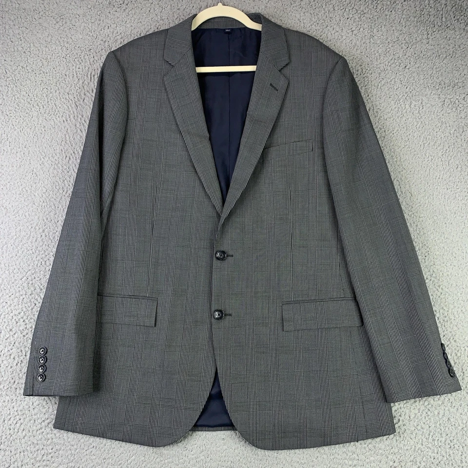 J Crew Suit Mens 44L Jacket 38x32 Pants Gray Thompson Glen Plaid Wool Two Button - Image 4 of 4