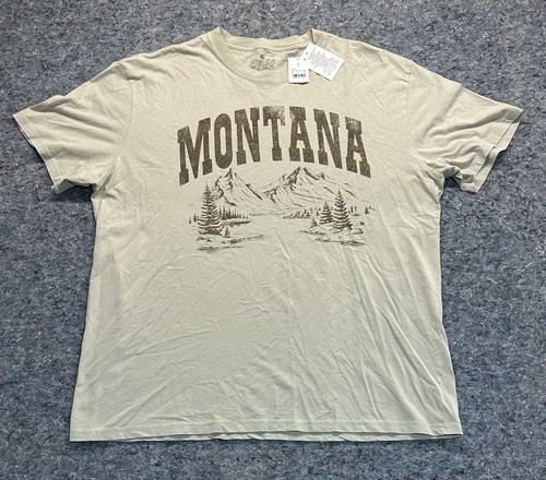 Montana Tee Shirt Mens XL Lt Brown Goodie Two Sleeves Mountains Scene Wild West