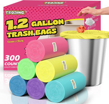 300 Count 1.2 Gallon Trash Bags - 4.5 Liter Colored Small Garbage Bags Unscented