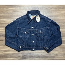 Levi's Original Trucker Womens Regular Fit Cropped Dark Wash Jean Jacket Sz S
