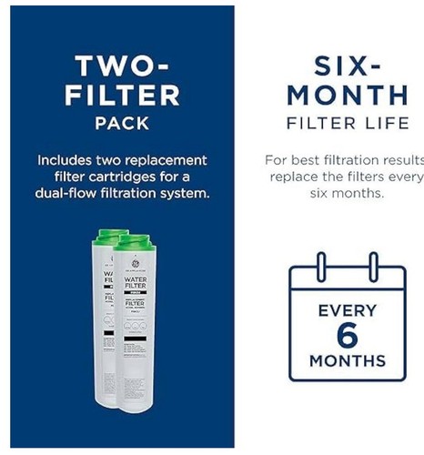 2 PACK GE FQK2J Under Sink Dual Flow Drinking Replacement Water Filter USA - Picture 4 of 4