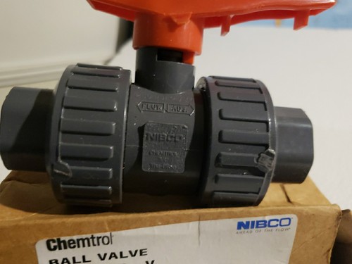 Chemtrol Nibco 3/4" U45TB-V Ball Valve SOC/THD TUTB Model D PVC FKM Flow Stop - Picture 2 of 7