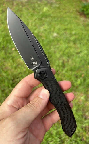 Microtech Anax S/E Frame Lock Knife Black Titanium/CF Inlay (3.8" DLC) LNIB