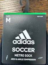 adidas Metro IV OTC Soccer Socks Unisex - Black/White/Night Grey, Size Medium...