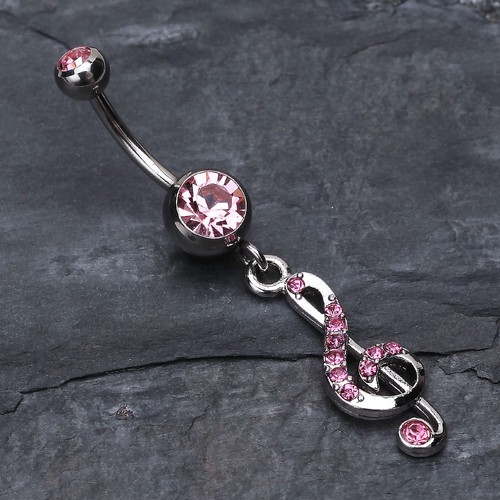 Anillo de vientre brillante nota musical G Clef - Imagen 12 de 16