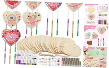  Pack Valentines Heart Wind Chime Kit for Kids Make You Own Double Sided 48