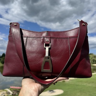 Vintage Etienne Aigner Burgundy Oxblood Leather Shoulder Bag Purse Y2K Handbag