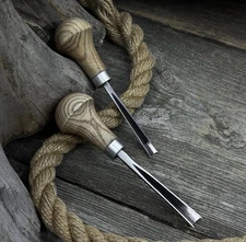 2pc Wood Carving Palm Chisel Set – Hand Forged Steel Tools with Hardwood Grip