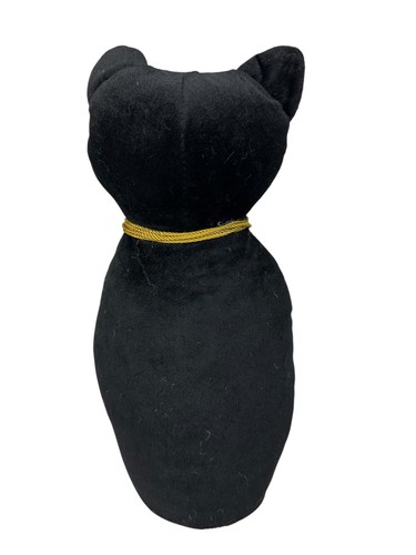 Vintage Stuffed Black Cat Halloween Velvet 15" Door Stop - Imagen 3 de 4