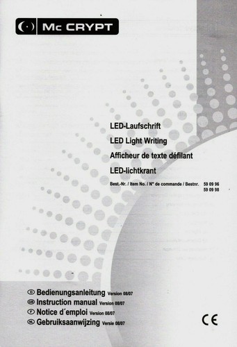 Bedienungsanleitung [pdf-Datei] # McCrypt # LED-Laufschrift # deutsch # 08/2007 - Bild 1 von 2