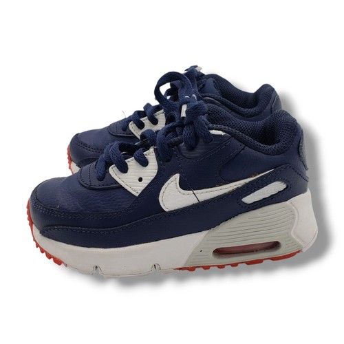 Nike Air Max 90 Leather Sneakers Toddler 9 Obsidian Track Red DV3609-400 - Picture 5 of 9