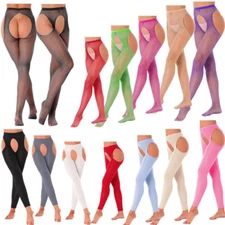 Women's High Rise Gym Crotchless Leggings Hollow Out Stretchy Yoga Fitness Pants