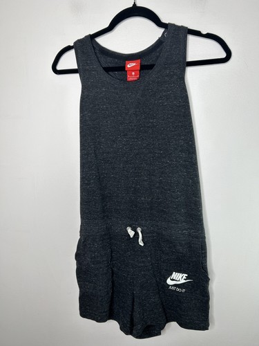 Nike Girls Romper Jumpsuit Sportswear Gray Black Pockets Stretch Size XL - Picture 3 of 11