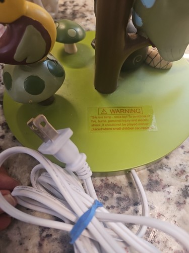 Lambs And Ivy Woodland Nursery Lamp Owl Bird Beaver Mushrooms/Green 12" EUC - Picture 10 of 10
