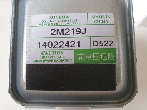 Sunbow 2M219J Mikrowellen Magnetron f. Sharp Candy Severin etc. 800W