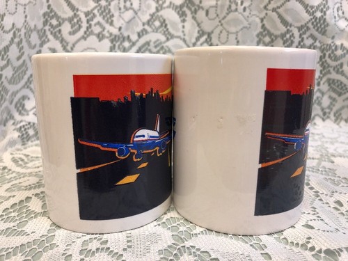 Lot of 2 Vintage Boeing 777 Aviation Mugs Embossed Designs in Color - Picture 8 of 12