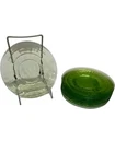 Anchor Hocking Depression Green Vaseline Uranium 6'' Bread Plate Optic Lot of 10