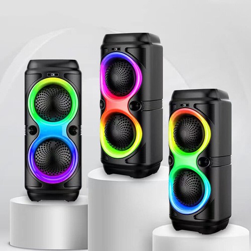 Bluetooth5 Lautsprecher RGB Subwoofer Musikbox Boombox LED mit Mikrofon Party ea - Bild 3 von 12