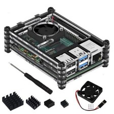 9-Layer Acrylic Transparent Case with Cooling Fan Heatsink for Raspberry Pi 4B